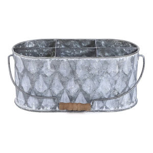 Porta Utensilios de Metal Galvanizado Portátil, Estilo Rústico, con 4 Compartimentos y Asa de Madera, para Cocina y Comedor - Product Image 4