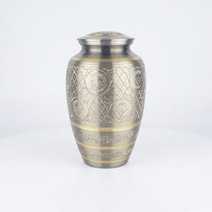 Elegant Hand-Engraved Solid Brass Cremation Urn For Adult Human Ashes Antique Gold Decorative Funeral <b>Memorial</b> <b>Vase</b> For Burial - Product Image 2