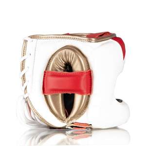 Professional <b>Face</b> Protection Full <b>Face</b> Fly Boxing Head Guard Red White & Gold Fly Head Guards Boxing Training Helmets CP-BHG-15 - Product Image 6