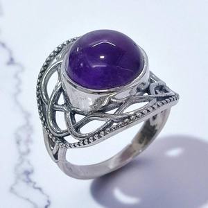 Anillo Redondo de Amatista Multicolor Natural, Plata de Ley 925, Anillos de Piedras Preciosas de Plata, Precio al por Mayor, Joyería de Plata - Product Image 2