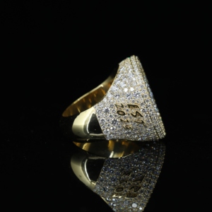 925 <b>Silver</b> 18K Gold Plated Iced Out Oval Shape Finger <b>Ring</b> Paved VVS Baguette Moissanite <b>Mens</b> Gift Hip Hop Cross Jewelry - Product Image 4