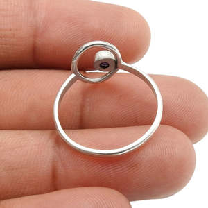 แหวนดีไซน์ไข่เปิดสไตล์โบฮีเมียนทำจากเงินแท้ 925 ประดับมุกทรงกลมเจียระไนสวยงาม ขายดี - Product Image 4