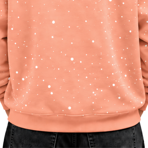 Peach <b>White</b> Speckled Print <b>Men</b> Hoodie Heavyweight Pullover <b>Sweatshirt</b> Long Sleeve Drawstring Hood Kangaroo Pocket Streetwear - Product Image 5
