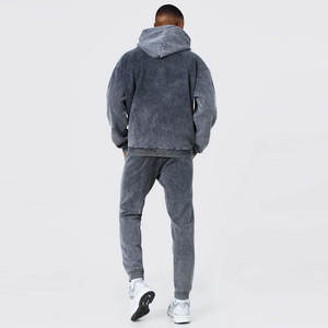 Conjunto de Sudadera con Capucha y Pantalón de Chándal para Hombre, Estilo Casual de Invierno, Bordado, Lavado Ácido, Desgastado, Holgado, con Estampado - Product Image 5