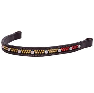 Banda Frontal para Caballo de Cuero Hecha a Mano en India, con Cristales Multicolores y Diamantes, Disponible en Todos los Tamaños - Product Image 1