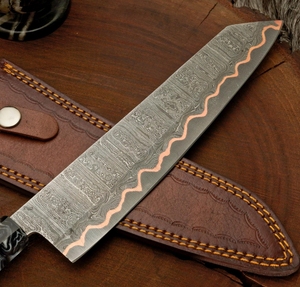 Couteau de cuisine LEGACY BLADES en acier Damas cuivré de qualité supérieure, manche en résine fait main, logo personnalisé, fabricant OEM en gros - Product Image 3