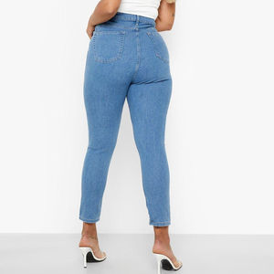 Vente en gros 2025 – Nouveaux jeans skinny décontractés taille haute unis pour femmes, respirants, grandes tailles personnalisées, service OEM - Product Image 2