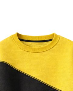 เสื้อสเวตเชิ้ตผู้หญิงสีเหลืองและดำแบบคัลเลอร์บล็อก ผ้าฟลีซนุ่ม คอกลม สวมใส่สบาย เหมาะสำหรับฤดูหนาว อุ่นสบาย ทันสมัย - Product Image 5