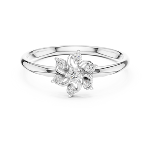 Anillo de Diamantes Naturales Redondos con Halo de Oro Blanco de 18K, Diseño de Estrella, para Mujer, de Lujo, la Mejor Opción para Aniversario, Nuevo Diseño en Tienda - Product Image 4