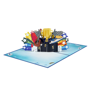 Carte de vœux 3D pop-up pour la fête des pères, faite à la main, bleue, cadeau créatif, vente en gros, approvisionnement en vrac - Product Image 6