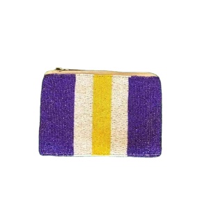 Porte-monnaie vintage artisanal perlé, pochette à monnaie faite main style western bohème perlée - Product Image 1