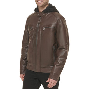 Genuine Leather Vintage Bomber <b>Jacket</b> Unisex Winter Classic Casual Coated Waterproof Breathable Windproof Men's Brown Genuine - Product Image 1