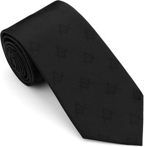 Último Diseño de Corbata Masónica Bordada a Máquina en Poliéster Negro, Corbata Casual de Regalia Masónica en Venta - Product Image 1