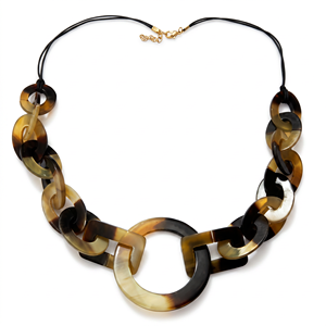 Collar llamativo de cadena de eslabones de acrílico con efecto caparazón de tortuga, gargantilla con cordón chapado en oro para mujer, geométrico, pedido al por mayor - Product Image 1