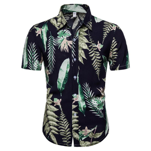 Men's Solid Summer Hawaiian Style Slim Fit Custom Satin Cotton Breathable <b>Half</b> Sleeve Turn-down Collar Eco-Friendly UV - Product Image 6