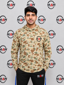 Sweat-shirt de pêche camouflage bleu pour homme MAW, anti-UV UPF 50, manches longues, avec cache-visage et chapeau - Product Image 3