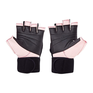 Guantes Deportivos de Medio Dedo, de Cuero PU, Negro y Rosa, con Correa Ajustable para la Muñeca, Antideslizantes, para Gimnasio, Levantamiento de Pesas, Unisex - Product Image 6