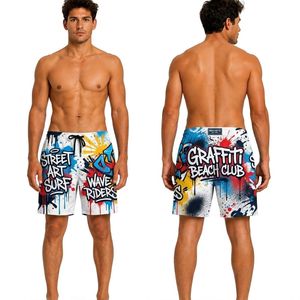 Pantalones Cortos Deportivos Urbanos Multicolores con Estampado de Grafiti, Tela Sublimada HD, Transpirables, de Secado Rápido, Estilo Moderno, para Surf - Product Image 1