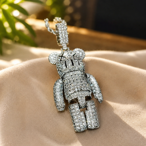Sterling Silver <b>Iced</b> <b>Out</b> Bear Pendant Necklace Moissanite Micro Insert Rope <b>Chain</b> Hip Hop Unisex Jewelry Gift - Product Image 2