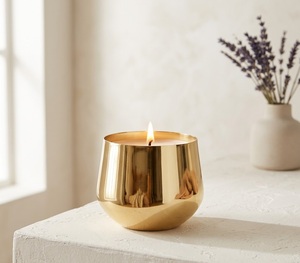 Wholesale Luxury Gold Metal Cupcake <b>Candle</b> Jars With Fluted Scalloped Edges Hand-Poured Soy Wax Scented Votives For Home Decor - Product Image 3