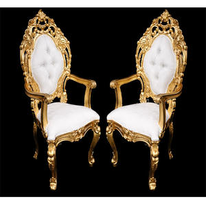 Sillas para Novios, Hermosas Sillas Doradas para Boda, Sillas de Madera con Diseño de Flores Talladas, California, EE. UU. - Product Image 1