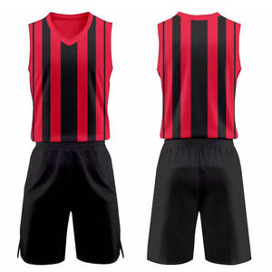 Ensemble d'uniformes de handball sublimés personnalisés pour hommes, maillot sans manches et short, kit de handball d'équipe respirant, rayé rouge et noir, logo OEM - Product Image 5