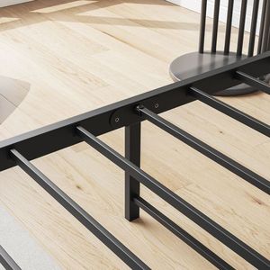 Letto singolo in metallo con testiera contenitore e stazione di ricarica, solido e stabile, silenzioso, non richiede rete a molle, facile da montare - Product Image 5