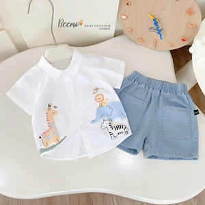 Vêtements pour enfants en gros, imprimés de dessins animés, vêtements pour bébés, boutique de mode, ensembles décontractés d'été pour garçons, tenues, chemises et shorts - Product Image 5