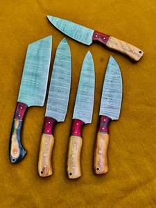 Hand Forged Damascus Steel Chef <b>Knives</b> Set Wooden Handle Japanese Style Kitchen <b>Knives</b> 8-9.9in Blade Length Right Hand - Product Image 6