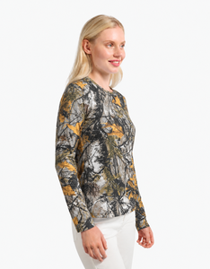 Camiseta de manga larga de camuflaje personalizada para mujer, de algodón premium, transpirable, informal, básica, para mujer, fabricante OEM, venta al por mayor - Product Image 3