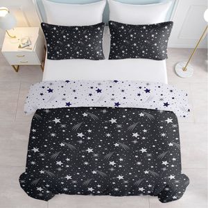 Set Copripiumino 3 Pezzi con Stampa Meteor Shower Nero Scintillante, 100% Poliestere, 400TC 200TC, Misura Singola per Arredamento Camera da Letto - Product Image 3