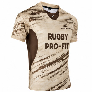 Camiseta de Rugby Sublimada de Manga Corta para Hombre, Ajuste Profesional, Cuello en V, Transpirable, para Todas las Temporadas, Poliéster y Elastano - Product Image 1