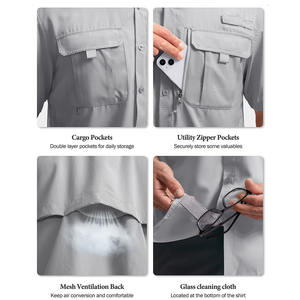 เสื้อตกปลาทรงหลวมสำหรับผู้ชาย พิมพ์โลโก้ได้ตามต้องการ ระบายอากาศได้ดี แขนสั้น - Product Image 5