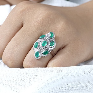 <b>Gold</b> Plated Multi Green Onyx Statement <b>Ring</b> for Women Vintage Handmade Oval Green Onyx Cluster <b>Cocktail</b> <b>Ring</b> - Product Image 2