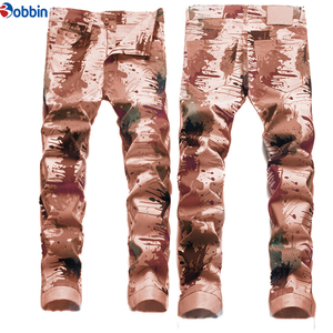 Pantalones Vaqueros Personalizados para Hombre, Corte Ajustado, Estampado con Salpicaduras de Pintura Coloridas, Diseño Casual, Cintura Media, Poliéster, Pierna Recta - Product Image 5