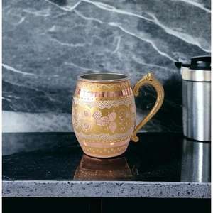 แก้วน้ำทองแดงแบบพกพา แก้วเบียร์ทรงแทงค์การ์ด สำหรับดื่ม งานฝีมือสุดหรู พร้อมฉนวนกันความร้อน/ความเย็น เป็นมิตรกับสิ่งแวดล้อม ลายเพ้นท์มือ - Product Image 3