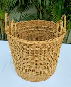 Cesta de Almacenamiento Redonda de Ratán Marrón, Contenedor Multiusos Ecológico - Product Image 3