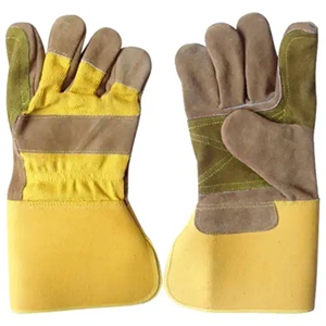 Guantes de seguridad industriales canadienses al por mayor, de uso general, con puño largo, palma reforzada de piel de vaca, dorso de tela de algodón, resistentes al calor. - Product Image 4