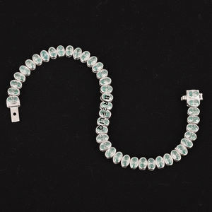 Pulsera de tenis de moissanita al por mayor, corte ovalado verde, oro blanco macizo de 14K, joyería fina de lujo para mujer, regalo. - Product Image 5