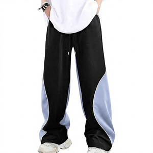 Pantalon de survêtement homme color block, taille élastique, coupe décontractée ample, côtés respirants, en polyester, style printemps - Product Image 5