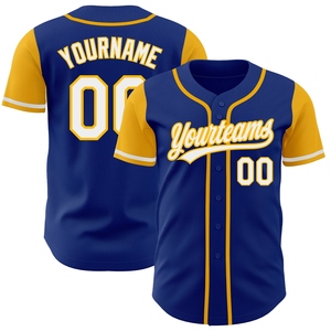 Wholesale Best Selling OMMIZ INDUSTRY Custom Royal White-<b>Gold</b> Authentic Two Tone Baseball Jersey - Product Image 1