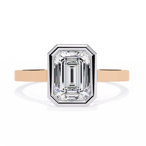1.3ct Emerald Brilliant Cut E VVS Lab Grown Diamond IGI Certified 14K <b>Solid</b> Rose Gold Trendy Solitaire Engagement Ring - Product Image 1