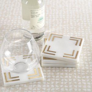 Juego de posavasos de mármol de lujo con logotipo personalizado grabado, con elegante caja de regalo, ideal para regalos corporativos, bodas y eventos. - Product Image 6