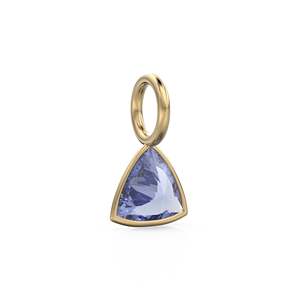 Tanzanite 5mm 14k Yellow <b>Solid</b> <b>Gold</b> Charm <b>Pendant</b> Bezel Jewelry Finding / December Birthstone / Trillion Cut Blue Gemstone / - Product Image 5
