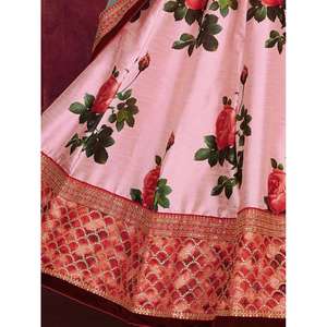 Vêtements de mariage élégants en soie Banglori à imprimé floral rose-rose Lehenga Choli - Product Image 2
