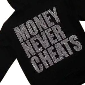 Sweat à capuche noir personnalisé avec logo en strass, 100% coton, streetwear oversize d'hiver pour hommes et femmes - Product Image 2