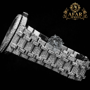 Reloj de Moissanita con Incrustaciones de Diamantes para Hombre, Reloj de Pulsera Analógico con Esfera Redonda de Acero Inoxidable, Resistente al Agua, Estilo Hip Hop - Product Image 2