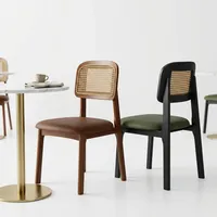 Chaises de restaurant modernes en bois avec dossier en velours et assise rembourrée pour hôtel, café, salon, cuisine et usage domestique