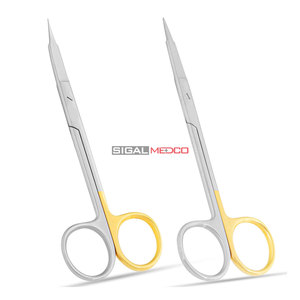 ชุดกรรไกรผ่าตัดเยอรมันแบบแมนนวล สแตนเลสสตีล แบบตรงและแบบโค้ง ขนาด 13 ซม. สองอัน ใบมีดหยักแบบซุปเปอร์คัท สำหรับตัดเยื่อเหงือก - Product Image 2