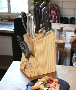 Support universel pour couteaux en acier inoxydable et bois, organiseur de comptoir de cuisine, support de rangement - Product Image 1